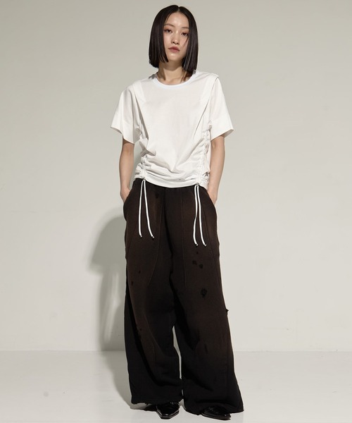 tシャツ 「STUDIOUS/ステュディオス」Multi Length Drawstring Tee/マルチレングスドローストリングTシャツ レディー STUDIOUS/ステュディオス】Multi Length Drawstring Tee/マルチ