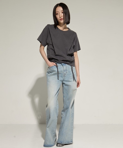tシャツ 「STUDIOUS/ステュディオス」Multi Length Drawstring Tee/マルチレングスドローストリングTシャツ レディー STUDIOUS/ステュディオス】Multi Length Drawstring Tee/マルチ