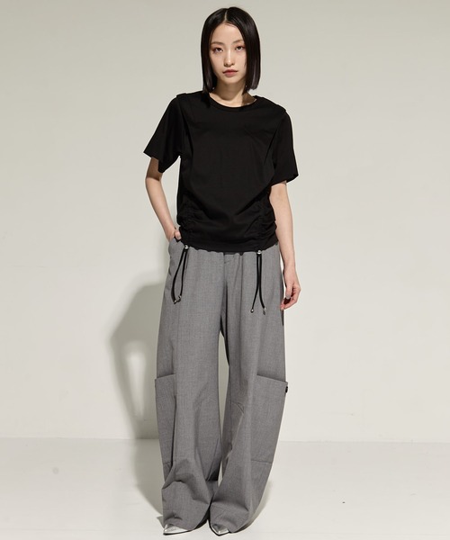 tシャツ 「STUDIOUS/ステュディオス」Multi Length Drawstring Tee/マルチレングスドローストリングTシャツ レディー STUDIOUS/ステュディオス】Multi Length Drawstring Tee/マルチ