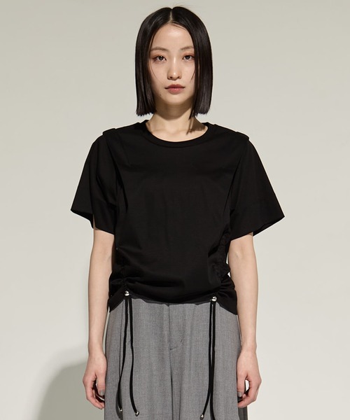 tシャツ 「STUDIOUS/ステュディオス」Multi Length Drawstring Tee/マルチレングスドローストリングTシャツ レディー STUDIOUS/ステュディオス】Multi Length Drawstring Tee/マルチ