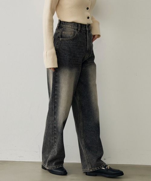 attiree(アティレー)の「【S/M/Lサイズ展開】【Blackブリーチ加工】ハイウエストブラックデニム(デニムパンツ・レディース・ブラック・SMALL/MEDIUM/LARGE)」の17枚目の写真