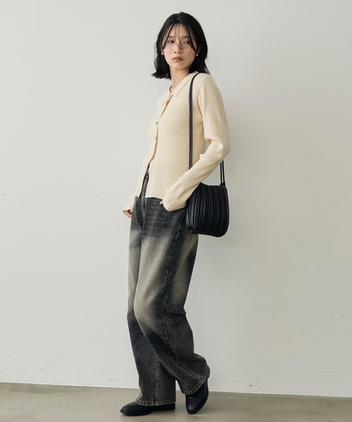 セール】【S/M/Lサイズ展開】【Blackブリーチ加工】ハイウエスト