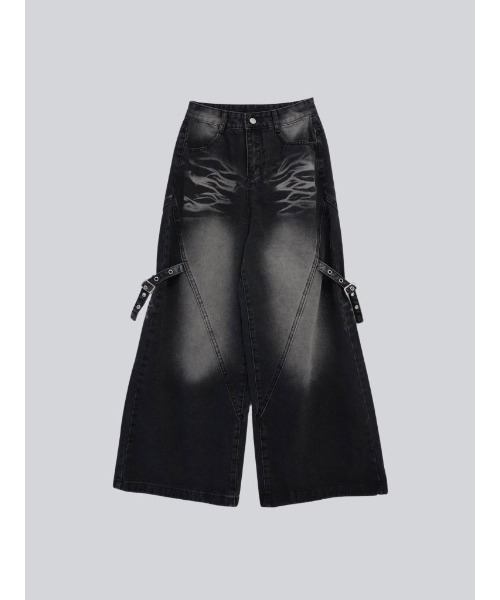 Uenui（ウニュイ）の「side belt tobi denim（デニムパンツ・レディース・ブラック・FREE）」の14枚目の写真