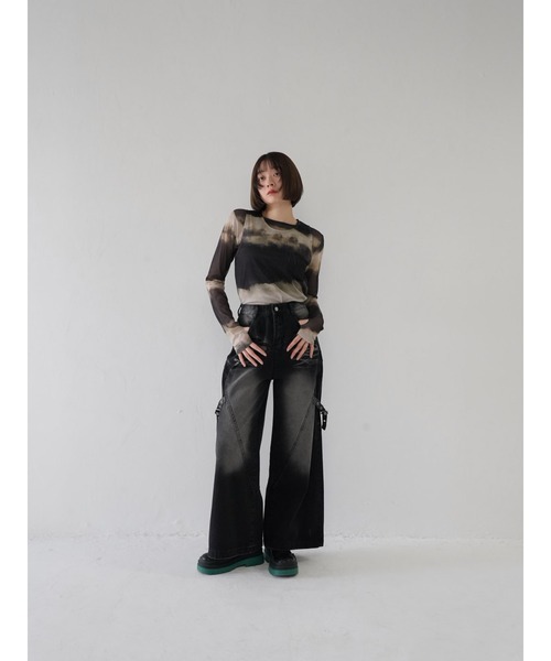 Uenui（ウニュイ）の「side belt tobi denim（デニムパンツ・レディース・ブラック・FREE）」の7枚目の写真