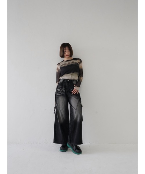 Uenui（ウニュイ）の「side belt tobi denim（デニムパンツ・レディース・ブラック・FREE）」の8枚目の写真