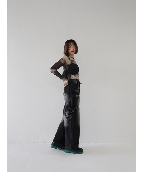 Uenui（ウニュイ）の「side belt tobi denim（デニムパンツ・レディース・ブラック・FREE）」の11枚目の写真