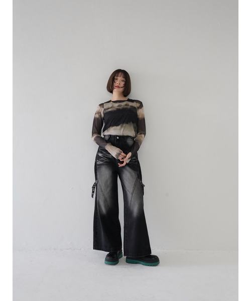 Uenui（ウニュイ）の「side belt tobi denim（デニムパンツ・レディース・ブラック・FREE）」の13枚目の写真