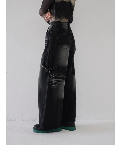 Uenui（ウニュイ）の「side belt tobi denim（デニムパンツ・レディース・ブラック・FREE）」の3枚目の写真