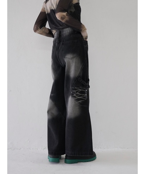 Uenui（ウニュイ）の「side belt tobi denim（デニムパンツ・レディース・ブラック・FREE）」の5枚目の写真