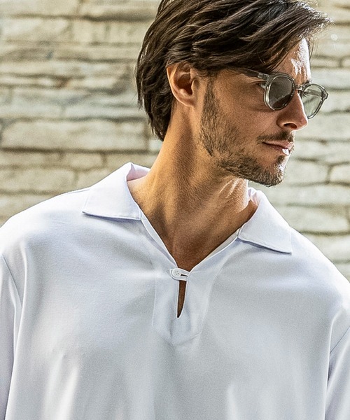 AKM Contemporary(エイケイエムコンテンポラリー)の「【WEB・直営店限定】AKM Contemporary(エイケイエムコンテンポラリー)スキッパープルオーバーシャツ 半袖シャツ シワ防止 イージーケア(シャツ/ブラウス・メンズ・ベージュ/ネイビー/サックスブルー/オフホワイト・S/M/L/XL/XXL)」の11枚目の写真