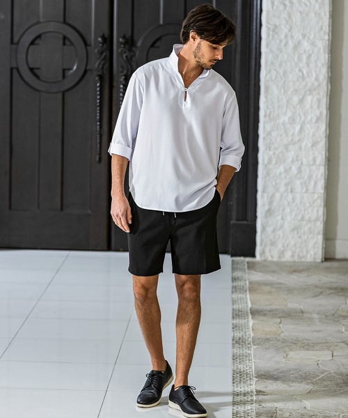 AKM Contemporary(エイケイエムコンテンポラリー)の「【WEB・直営店限定】AKM Contemporary(エイケイエムコンテンポラリー)スキッパープルオーバーシャツ 半袖シャツ シワ防止 イージーケア(シャツ/ブラウス・メンズ・ベージュ/ネイビー/サックスブルー/オフホワイト・S/M/L/XL/XXL)」の12枚目の写真