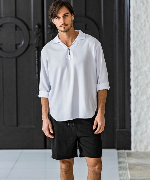 AKM Contemporary(エイケイエムコンテンポラリー)の「【WEB・直営店限定】AKM Contemporary(エイケイエムコンテンポラリー)スキッパープルオーバーシャツ 半袖シャツ シワ防止 イージーケア(シャツ/ブラウス・メンズ・ベージュ/ネイビー/サックスブルー/オフホワイト・S/M/L/XL/XXL)」の15枚目の写真