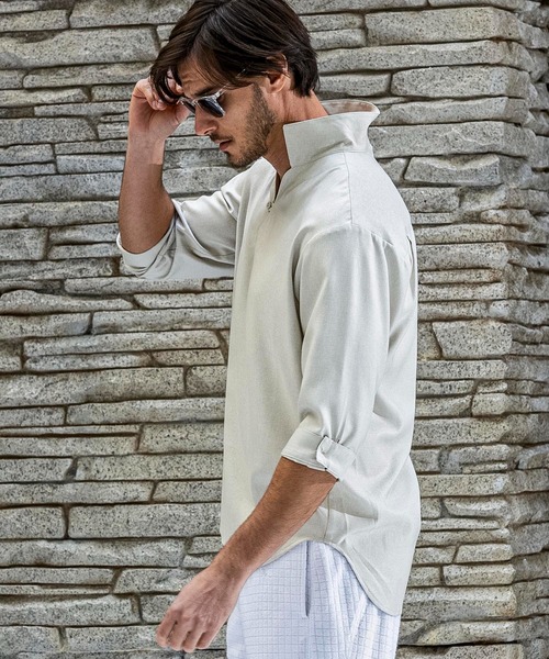 AKM Contemporary(エイケイエムコンテンポラリー)の「【WEB・直営店限定】AKM Contemporary(エイケイエムコンテンポラリー)スキッパープルオーバーシャツ 半袖シャツ シワ防止 イージーケア(シャツ/ブラウス・メンズ・ベージュ/ネイビー/サックスブルー/オフホワイト・S/M/L/XL/XXL)」の17枚目の写真