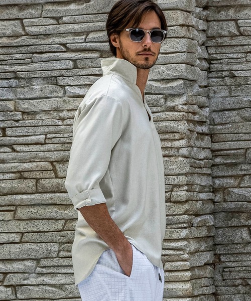 AKM Contemporary(エイケイエムコンテンポラリー)の「【WEB・直営店限定】AKM Contemporary(エイケイエムコンテンポラリー)スキッパープルオーバーシャツ 半袖シャツ シワ防止 イージーケア(シャツ/ブラウス・メンズ・ベージュ/ネイビー/サックスブルー/オフホワイト・S/M/L/XL/XXL)」の19枚目の写真