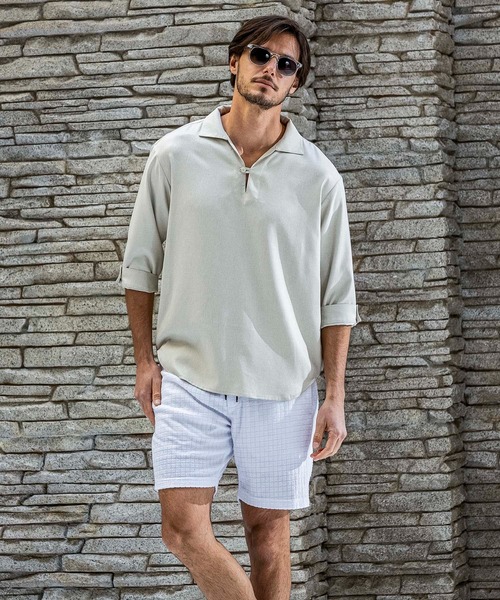 AKM Contemporary(エイケイエムコンテンポラリー)の「【WEB・直営店限定】AKM Contemporary(エイケイエムコンテンポラリー)スキッパープルオーバーシャツ 半袖シャツ シワ防止 イージーケア(シャツ/ブラウス・メンズ・ベージュ/ネイビー/サックスブルー/オフホワイト・S/M/L/XL/XXL)」の20枚目の写真