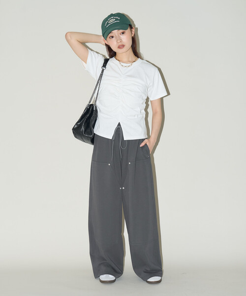 PUBLUX（パブリュクス）の「PUBLUX/パブリュクス ウエストシャーリングTシャツ　限定展開（Tシャツ/カットソー・レディース・イエロー/ピンク/オフホワイト/チャコールグレー・ﾌﾘ-）」の21枚目の写真