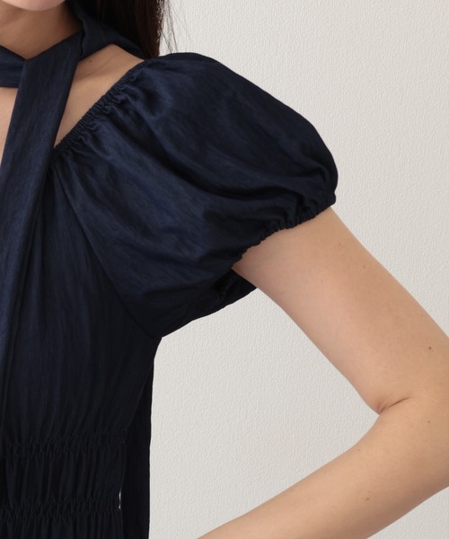 【美品】ADORE ロングワンピース パフスリーブ ネイビー36 Sサイズ 美品】ADORE ロングワンピース パフスリーブ ネイビー36 Sサイズ