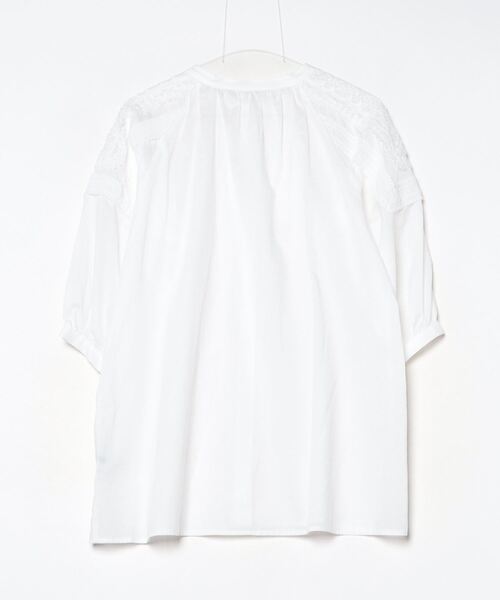 セール】EGLANTINE コットンレースノーカラー5分袖ブラウス