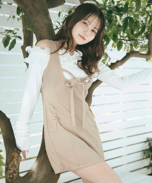 TITTY&CO.（ティティーアンドコー）の「リボンデザインミニワンピース（ワンピース・レディース・ブラック/ベージュ・FREE）」の15枚目の写真