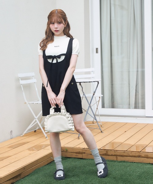リボンデザインチュールミニワンピース CI341X35P_fe1fea0cdcfa3fa649bb