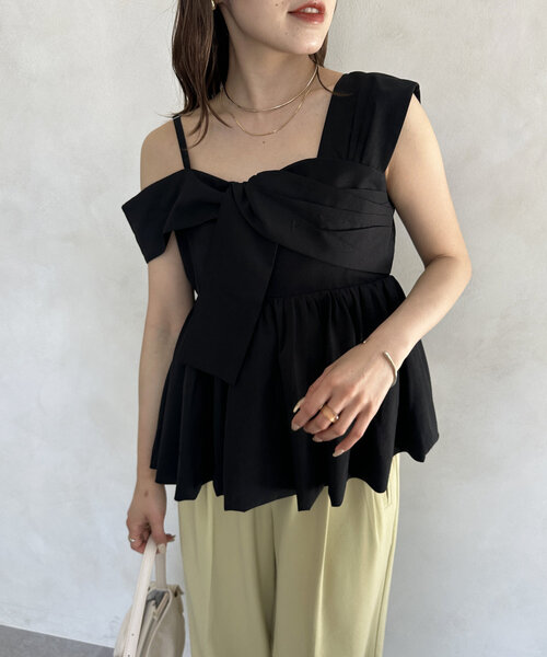 Thevon アシメノースリバルーンブラウス　サックスブルー Thevon.｜アシメノースリバルーンブラウス | Rakuten Fashion