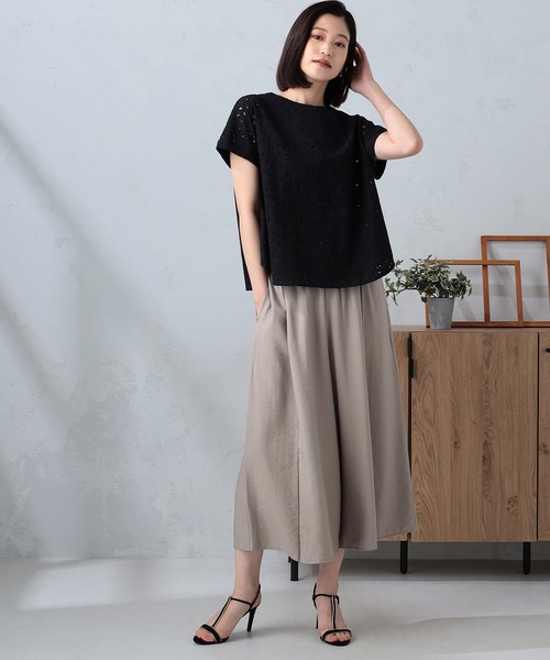 GALLORIA（ギャローリア）の「レースTブラウス（シャツ/ブラウス・レディース・ブラック/オフホワイト・M/S/LL/L）」の10枚目の写真