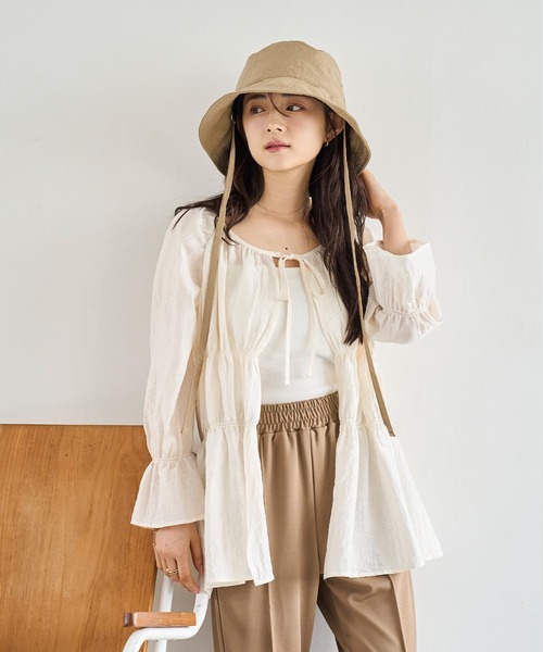 DOUBLE STANDARD CLOTHING - モル　　シャーリングギャザーブラウス セール】サイドシャーリングギャザー半袖ブラウス（シャツ
