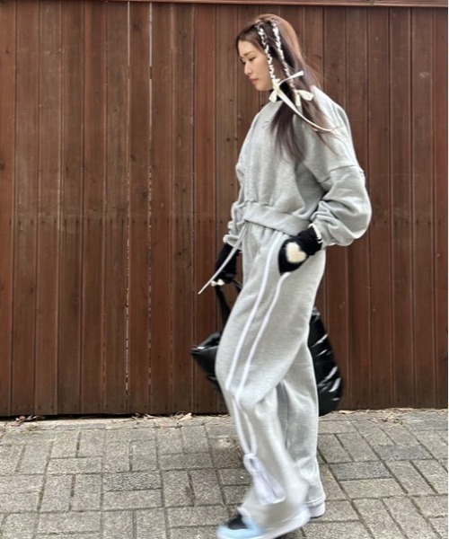 ipugo(イプゴ)の「ipugo/イプゴ 裏起毛ハート刺繍クロップド丈スウェット トレーナー(スウェット・レディース・ピンク/グレー・FREE)」の18枚目の写真