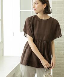 OPAQUE.CLIP | 麻混シアーペプラムブラウス【洗濯機洗い可】(シャツ/ブラウス)