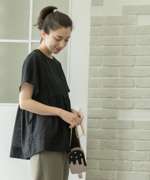 OPAQUE.CLIP（オペークドットクリップ）の「麻混シアーペプラムブラウス【洗濯機洗い可】（シャツ/ブラウス・レディース・パープル/ブルー系その他/ブラック/ブラウン系その他・38/40/42）」の7枚目の写真