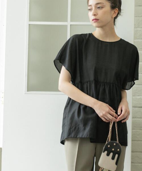 OPAQUE.CLIP（オペークドットクリップ）の「麻混シアーペプラムブラウス【洗濯機洗い可】（シャツ/ブラウス・レディース・パープル/ブルー系その他/ブラック/ブラウン系その他・38/40/42）」の9枚目の写真