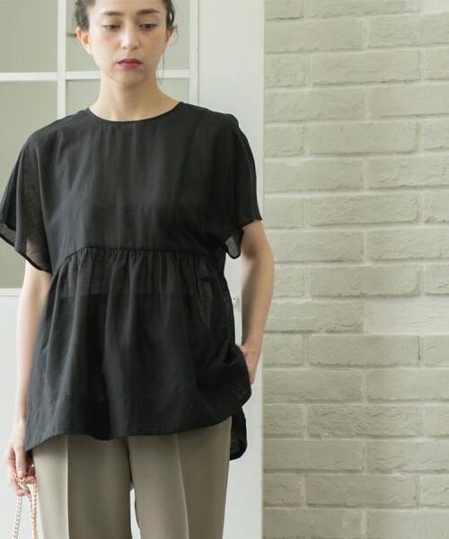 OPAQUE.CLIP（オペークドットクリップ）の「麻混シアーペプラムブラウス【洗濯機洗い可】（シャツ/ブラウス・レディース・パープル/ブルー系その他/ブラック/ブラウン系その他・38/40/42）」の11枚目の写真