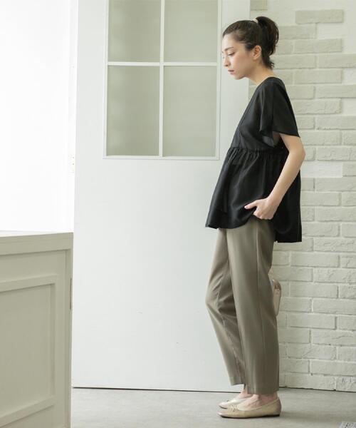 OPAQUE.CLIP（オペークドットクリップ）の「麻混シアーペプラムブラウス【洗濯機洗い可】（シャツ/ブラウス・レディース・パープル/ブルー系その他/ブラック/ブラウン系その他・38/40/42）」の12枚目の写真