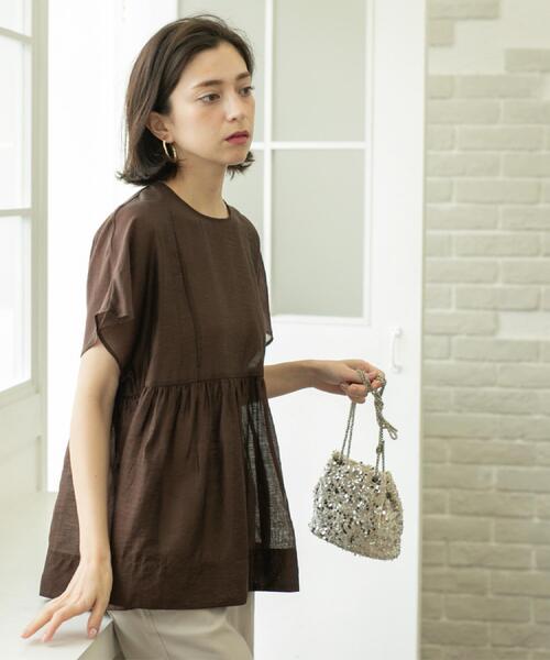 OPAQUE.CLIP（オペークドットクリップ）の「麻混シアーペプラムブラウス【洗濯機洗い可】（シャツ/ブラウス・レディース・パープル/ブルー系その他/ブラック/ブラウン系その他・38/40/42）」の14枚目の写真