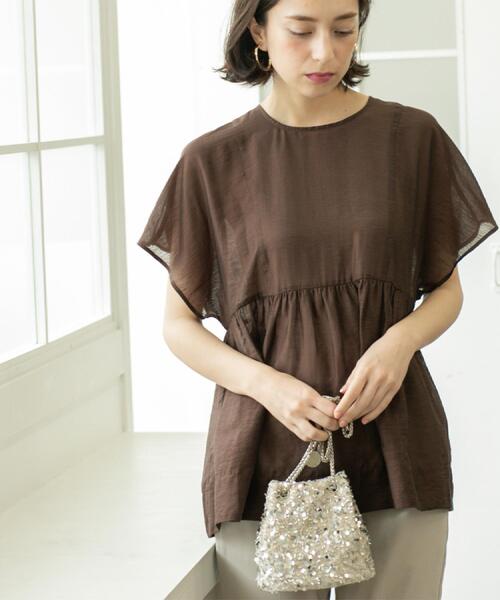 OPAQUE.CLIP（オペークドットクリップ）の「麻混シアーペプラムブラウス【洗濯機洗い可】（シャツ/ブラウス・レディース・パープル/ブルー系その他/ブラック/ブラウン系その他・38/40/42）」の15枚目の写真