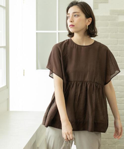 OPAQUE.CLIP（オペークドットクリップ）の「麻混シアーペプラムブラウス【洗濯機洗い可】（シャツ/ブラウス・レディース・パープル/ブルー系その他/ブラック/ブラウン系その他・38/40/42）」の16枚目の写真