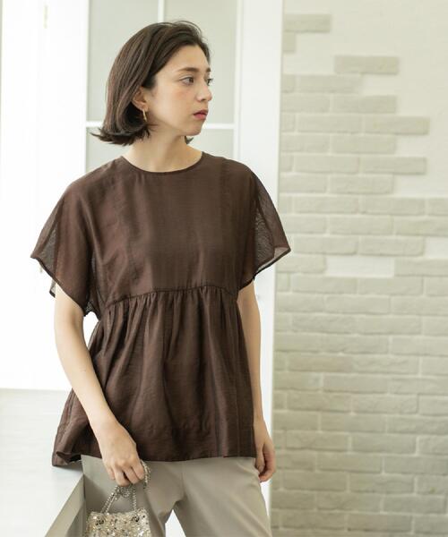 OPAQUE.CLIP（オペークドットクリップ）の「麻混シアーペプラムブラウス【洗濯機洗い可】（シャツ/ブラウス・レディース・パープル/ブルー系その他/ブラック/ブラウン系その他・38/40/42）」の17枚目の写真