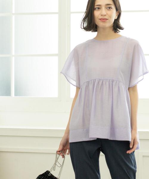 OPAQUE.CLIP（オペークドットクリップ）の「麻混シアーペプラムブラウス【洗濯機洗い可】（シャツ/ブラウス・レディース・パープル/ブルー系その他/ブラック/ブラウン系その他・38/40/42）」の20枚目の写真