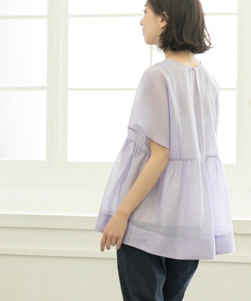 OPAQUE.CLIP（オペークドットクリップ）の「麻混シアーペプラムブラウス【洗濯機洗い可】（シャツ/ブラウス・レディース・パープル/ブルー系その他/ブラック/ブラウン系その他・38/40/42）」の21枚目の写真