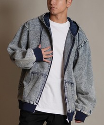 【ムラサキスポーツ限定】DEAR LAUREL/ディアローレル デニム パーカー ジャケット ジップアップ フーディー ウォッシュ加工 ヴィンテージ風 DENIM PARKA JK D25F-0105