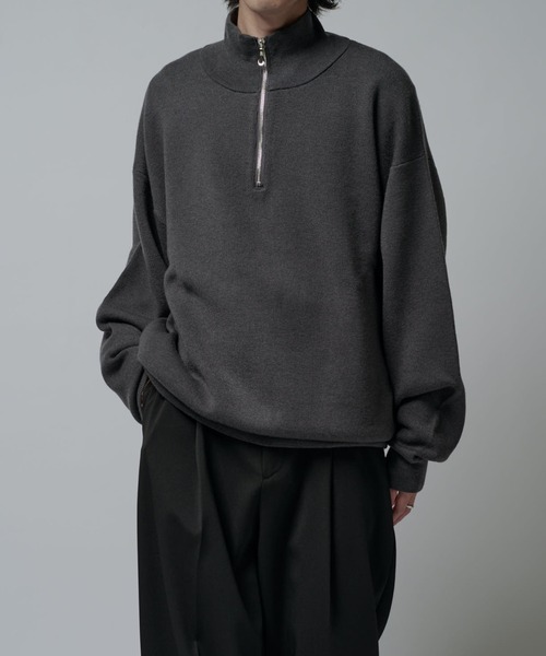 Lui's(ルイス)の「ウォッシャブルハーフZIPニット(ニット/セーター・メンズ・ブラウン/ホワイト/チャコールグレー/ブラック・S/M)」の4枚目の写真