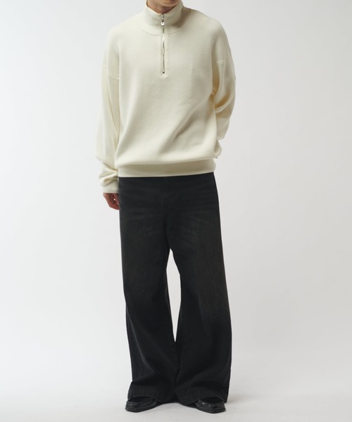 Lui's(ルイス)の「ウォッシャブルハーフZIPニット(ニット/セーター・メンズ・ブラウン/ホワイト/チャコールグレー/ブラック・S/M)」の5枚目の写真