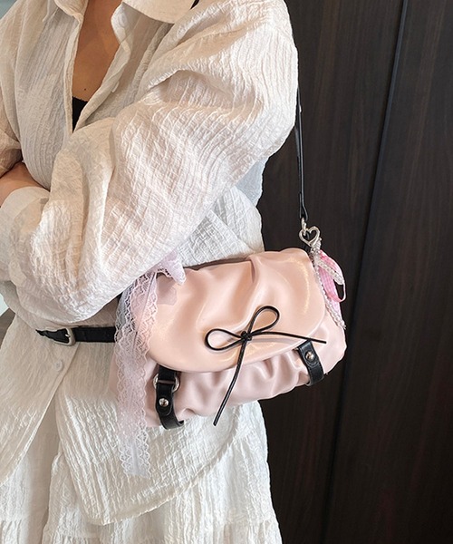 aimoha（アイモハ）の「リボンデコレーションショルダーバッグ（ショルダーバッグ・レディース・シルバー/ブラック/ピンク・FREE）」の12枚目の写真