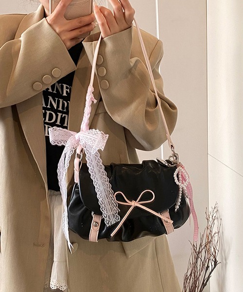 aimoha（アイモハ）の「リボンデコレーションショルダーバッグ（ショルダーバッグ・レディース・シルバー/ブラック/ピンク・FREE）」の18枚目の写真