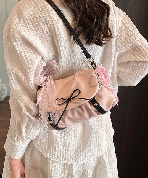 aimoha（アイモハ）の「リボンデコレーションショルダーバッグ（ショルダーバッグ・レディース・シルバー/ブラック/ピンク・FREE）」の10枚目の写真