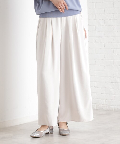 THE SHOP TK (ザ ショップ ティーケー )の「タックワイドパンツ【UV/洗濯機OK/セットUP可】(その他パンツ・レディース・ベージュ/ネイビー/アイボリー・12/13)」の1枚目の写真