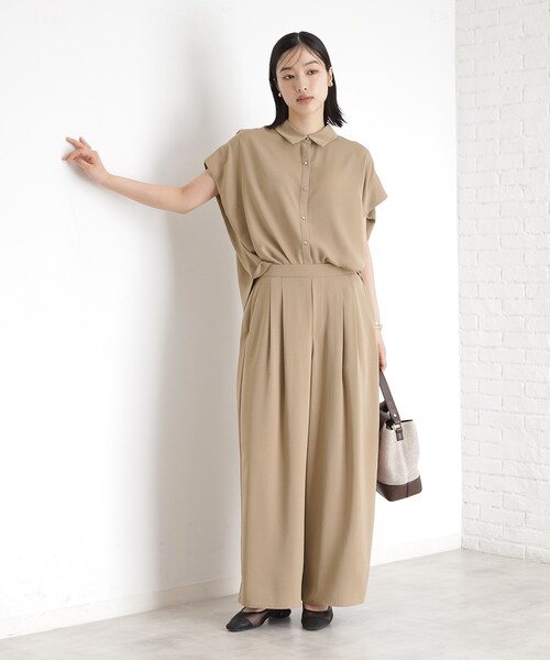 THE SHOP TK (ザ ショップ ティーケー )の「タックワイドパンツ【UV/洗濯機OK/セットUP可】(その他パンツ・レディース・ベージュ/ネイビー/アイボリー・12/13)」の14枚目の写真