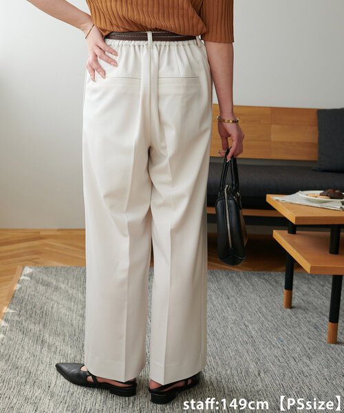 DISCOAT（ディスコート）の「【＠yuyukekelife企画】ベルト付き欲張りストレートタックパンツ（スラックス・レディース・オフホワイト/ブラック/グレイッシュベージュ/ブルー系その他4・SMALL/MEDIUM/LARGE/SP/ML/MT）」の15枚目の写真