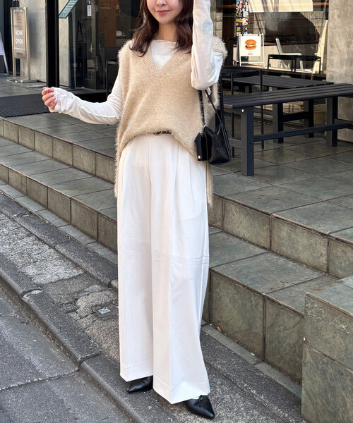 DISCOAT（ディスコート）の「【＠yuyukekelife企画】ベルト付き欲張りストレートタックパンツ（スラックス・レディース・オフホワイト/ブラック/グレイッシュベージュ/ブルー系その他4・SMALL/MEDIUM/LARGE/SP/ML/MT）」の20枚目の写真