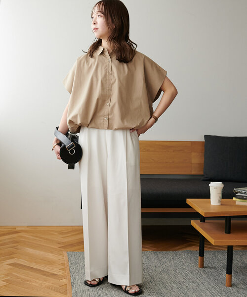 DISCOAT（ディスコート）の「【＠yuyukekelife企画】ベルト付き欲張りストレートタックパンツ（スラックス・レディース・オフホワイト/ブラック/グレイッシュベージュ/ブルー系その他4・SMALL/MEDIUM/LARGE/SP/ML/MT）」の22枚目の写真